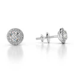 Prong Set Sparkling 3.50 Carats Diamond Lady Stud Earrings White Gold
