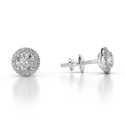 Prong Set Sparkling 3.50 Carats Natural Earth Mined Diamond Lady Stud Earrings White Gold