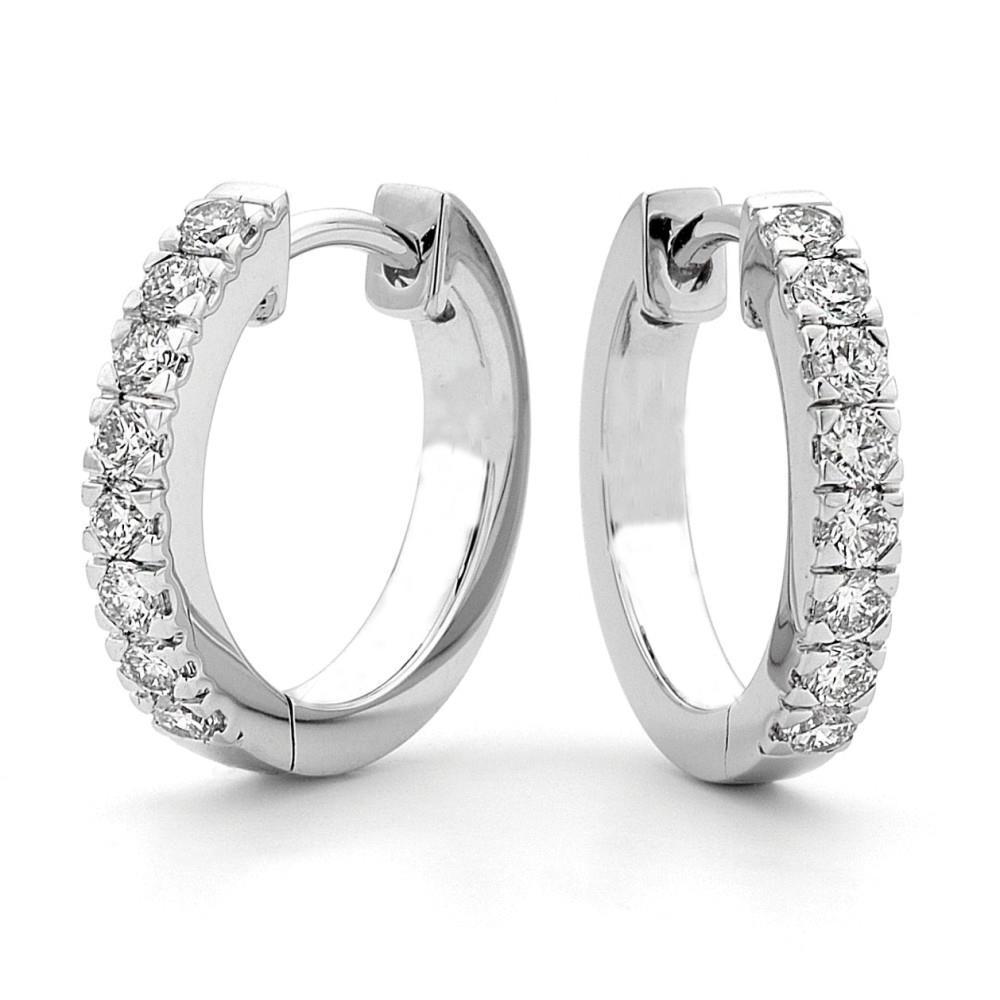 Prong Set Sparkling 4.00 Ct Diamonds Hoop Earrings Gold White 14K Hoop Earrings