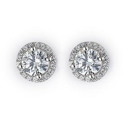 Prong Set Sparkling 4.40 Ct. Diamonds Ladies Studs Halo Earrings Wg