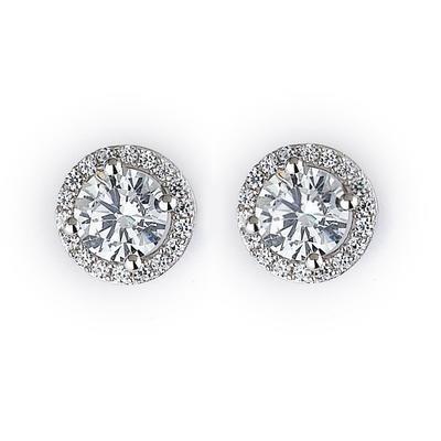 Prong Set Sparkling 4.40 Ct. Diamonds Ladies Studs Halo Earrings Wg Studs- Halo