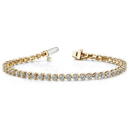 Prong Set Sparkling Round Cut 4.40 Ct Diamonds Bracelet Yellow Gold Tennis Bracelet