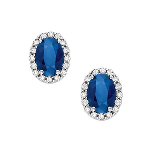 Prong Set Sri Lanka Sapphirediamonds Studs Earring 4.60 Ct White Gold 14K Gemstone Earring