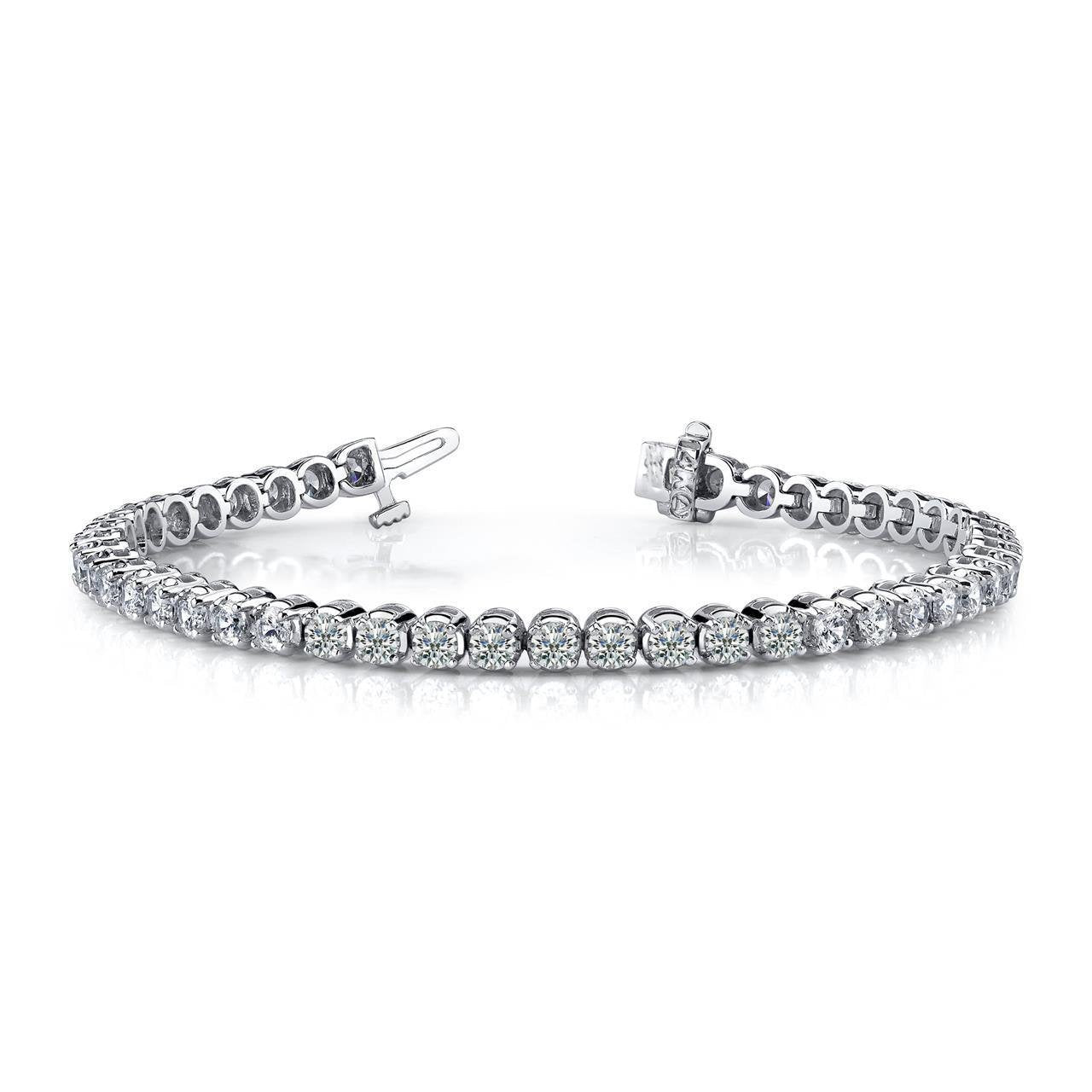 Tennis Bracelet Round Cut Lab Grown Diamonds White Gold 14K 8.10 Carats