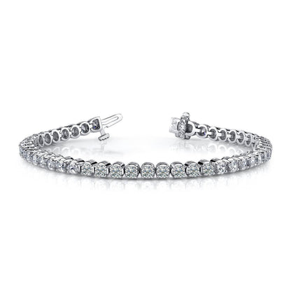 Tennis Bracelet Round Cut Lab Grown Diamonds White Gold 14K 8.10 Carats