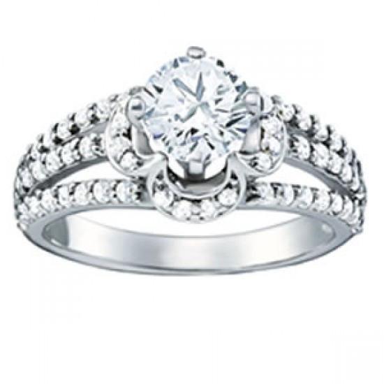 Prong Setting 1.35 Carats Round Diamonds Engagement Ring Gold 14K Engagement Ring