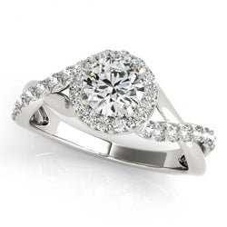 Natural  Fancy Diamond Engagement Ring Halo Twisted Shank 1.50 Carat WG 14K