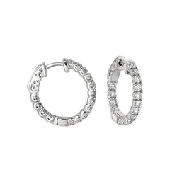Prong Setting 1.51 Ct. Round Brilliant Diamond 5 Pointer Hoop Earring