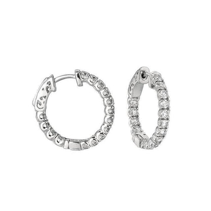 Prong Setting 1.51 Carat Round Brilliant Diamond 5 Pointer Hoop Earring New Hoop Earrings