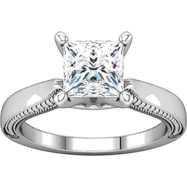 Prong Setting  Vintage Style White Elegant Woman's Solitaire Diamond Ring  
