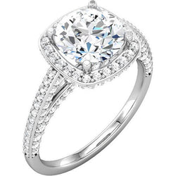 Natural  2.30 Carat Round Diamond Halo Engagement Ring White Gold 14K
