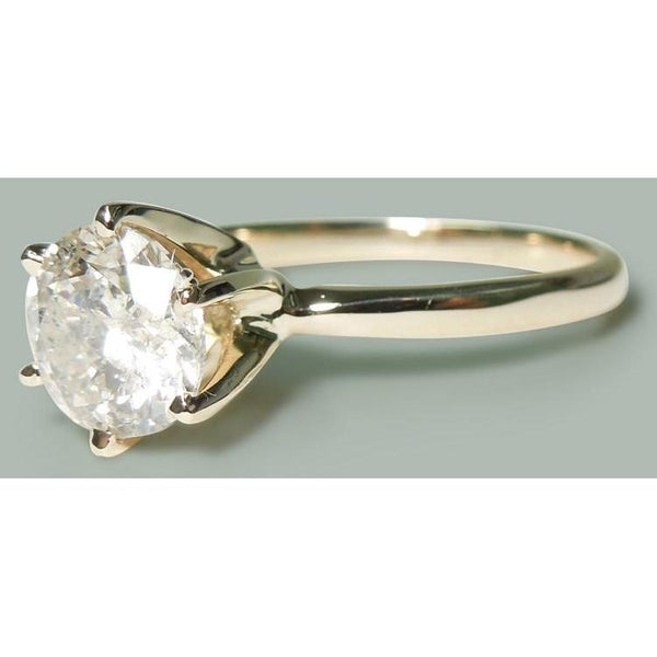 Yellow Gold  Elegant Sparkling Unique Solitaire White Gold Diamond Ring 