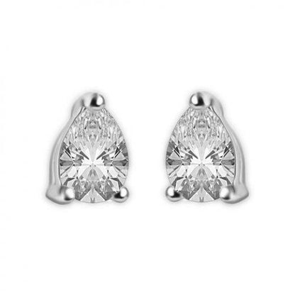 Prong Setting  Pear Cut Sparkling Unique Stud Earrings White Gold Diamond