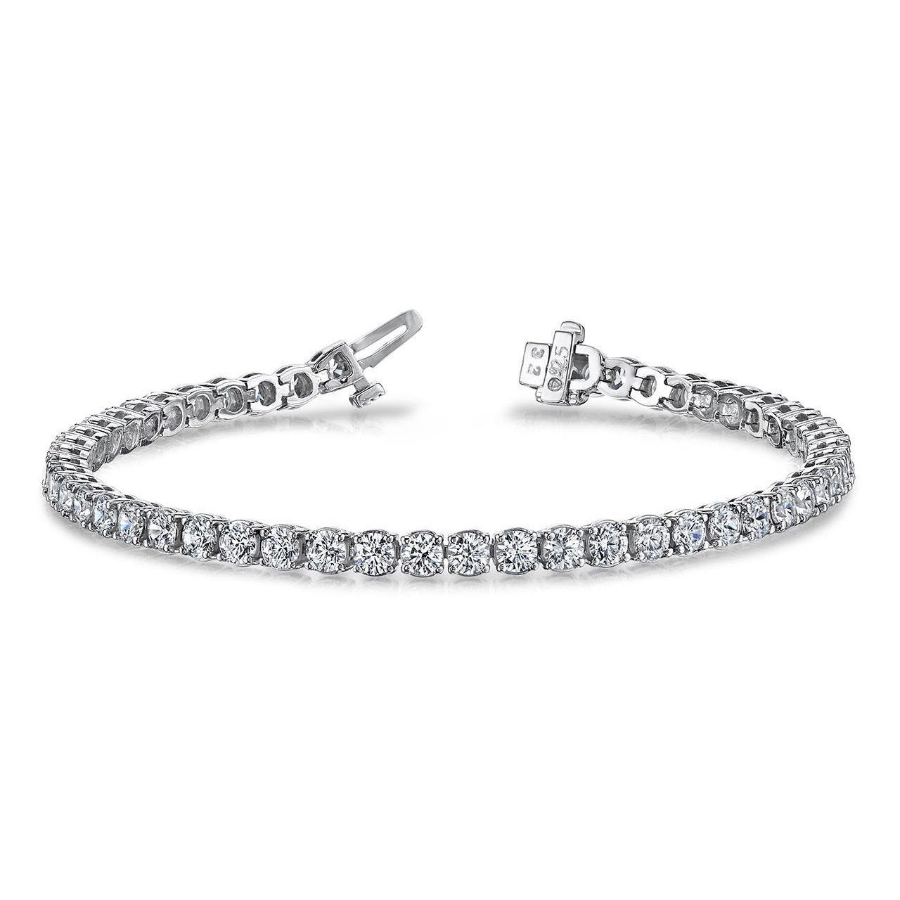 Prong Setting Ladies Tennis Bracelet 13 Ct Round Cut Diamonds Tennis Bracelet