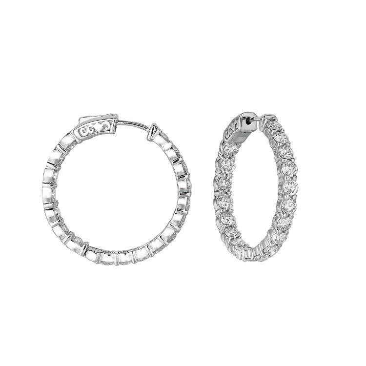 Prong Setting Round 5.54 Carat Diamond Hoop Women Earring White Gold 14K Hoop Earrings