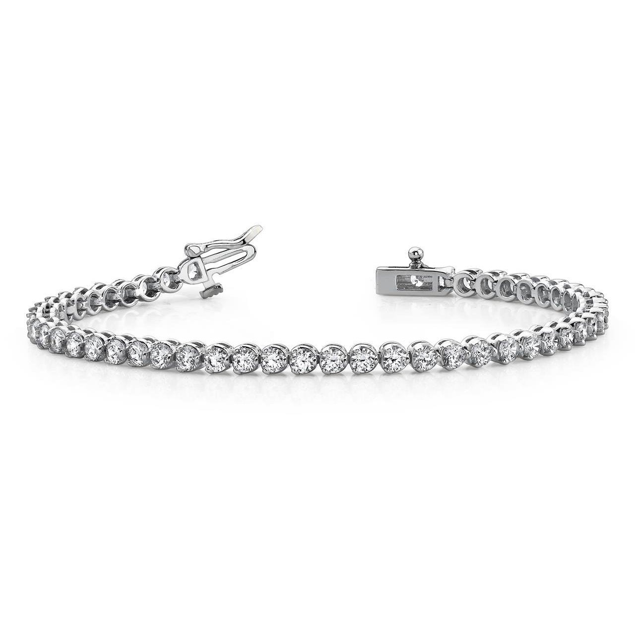 Prong Setting Round Cut 14.40 Ct Diamonds Tennis Bracelet White Gold Tennis Bracelet