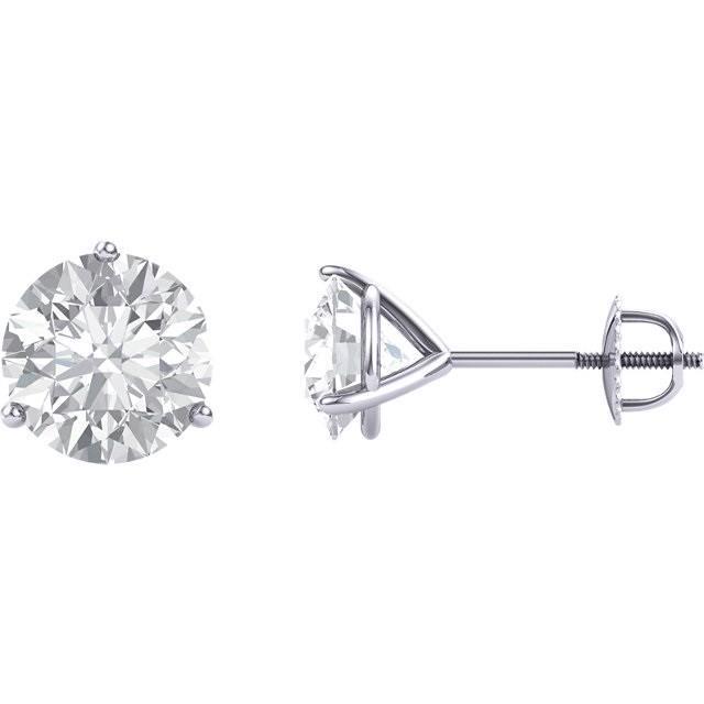 New Prong Setting Round Diamond  White Gold Stud Earrings