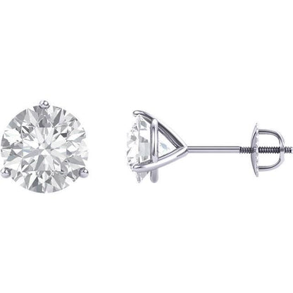 New Prong Setting Round Diamond  White Gold Stud Earrings