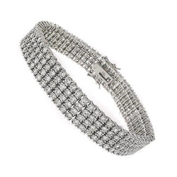 Prong Setting Round Natural Earth Mined Diamond Tennis Bracelet White Gold 14K 12 Ct