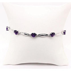 Purple Amethyst Heart Shape Diamond Bracelet 9.54 Carats Jewelry