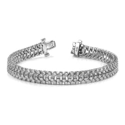 Quad Row 6.60 Carats Round Cut Natural Earth Mined Diamonds Bracelet White Gold 14K New