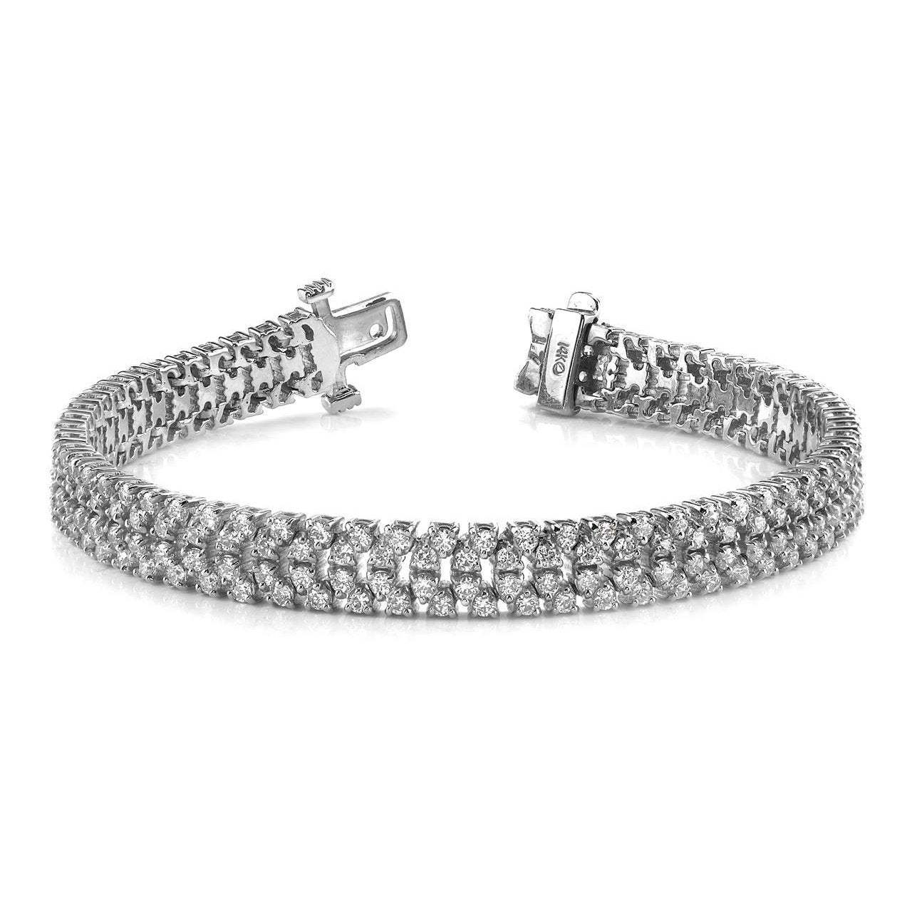 Quad Row 6.60 Carats Round Cut Diamonds Bracelet White Gold 14K New Tennis Bracelet