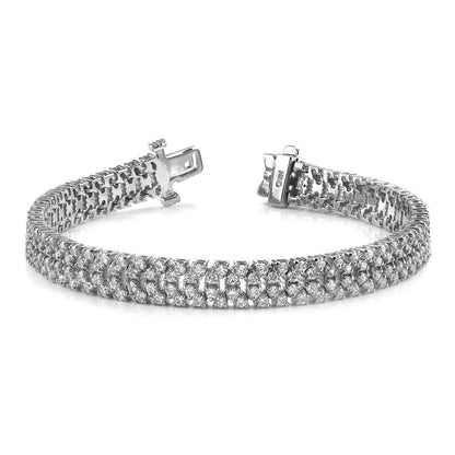 Quad Row 6.60 Carats Round Cut Diamonds Bracelet White Gold 14K New Tennis Bracelet