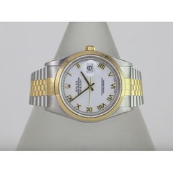 Quick Set Rolex Datejust Men's Watch Smooth Bezel White Roman Dial QUICK SET