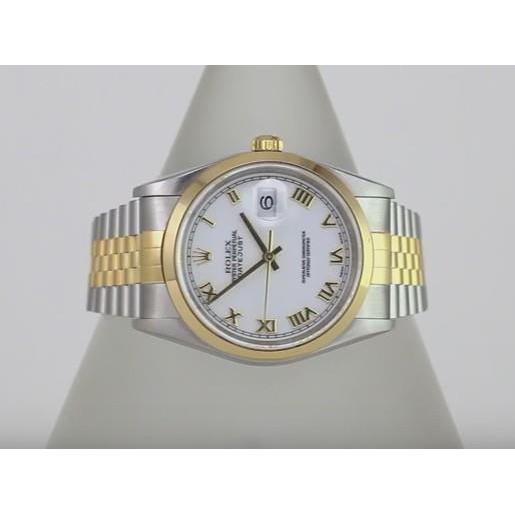 Quick Set Rolex Datejust Mens Watch Smooth Bezel White Roman Dial Watch Bezel