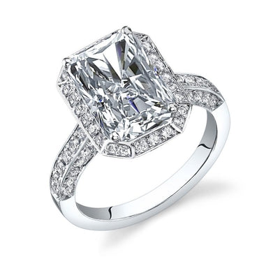 Radiant And Round Cut 4.30 Ct Diamonds Engagement Ring Halo White Gold Halo Ring
