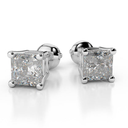 Radiant Cut  Diamonds Women Studs Earrings White Gold Stud Earrings