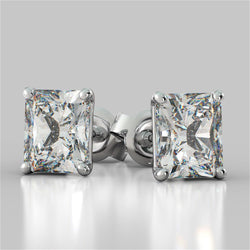 Radiant Cut Diamond Stud Earrings 2 Carats White Gold