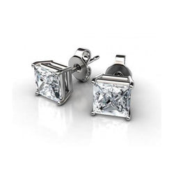 Princess Cut Diamonds Studs Earrings 4 Carats