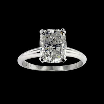 Cushion Cut Lady’s Fancy Wedding Engagement White Gold Diamond Solitaire Ring 