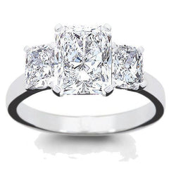 Radiant Cut 3 Stone 4.50 Ct Diamond Wedding Ring White Gold 14K