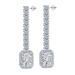 Radiant Diamond Dangle Earrings 1.25" Long 8.20 Carats
