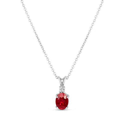 Red Oval Cut Ruby And Diamond 2.10 Carats Pendant Necklace Gold 14K