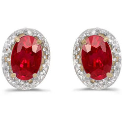 Red Ruby And Natural Earth Mined Diamond Stud Halo Earring Gold Jewelry 4.40 Carats