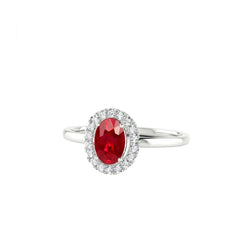 Red Ruby With Diamonds 3.75 Ct Ring 14K Gold White New