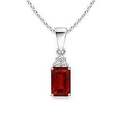 Red Ruby With Diamonds 4.50 Carats Pendant Necklace White Gold 14K