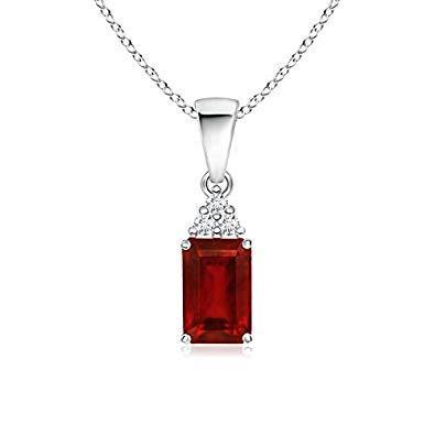 Red Ruby With Diamonds 4.50 Carats Pendant Necklace White Gold 14K Gemstone Pendant