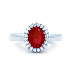 Red Ruby With Diamonds 5.75 Carats Ring White Gold 14K