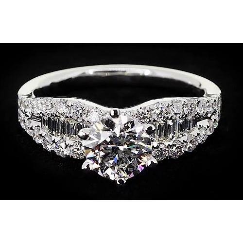 Ribbon Style Womens’ Ring Round Diamond 6 Prong Set 2.75 Carats Engagement Ring