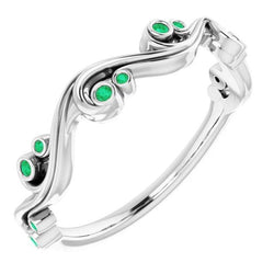 0.30 Carats Green Emerald Bezel Setting Ring White Gold 14K