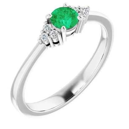 Fancy  Columbian Green Emerald Diamond Accented Women Jewelry Gemstone Ring