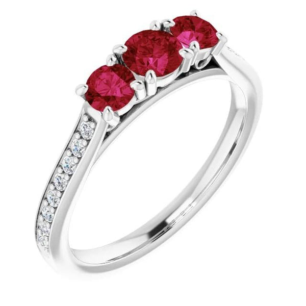 New Stylish  Burma Ruby Diamond Accented  White Gold New Gemstone Ring