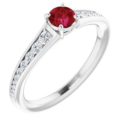 Ring 1.10 Carats Burma Ruby Diamond Accented White Gold 14K Jewelry