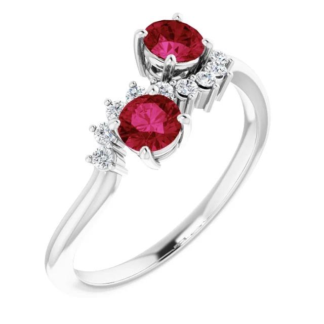 New LAdies Toi et Moi Diamond Ruby Ring Women White Gold  Jewelry