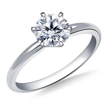 Woman's Wedding Solid White Gold Brilliant Diamond Solitaire Ring