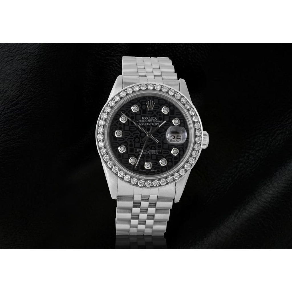 Rolex Big Bezel Black Jubilee Diamond Dial Men s Datejust Ss Watch